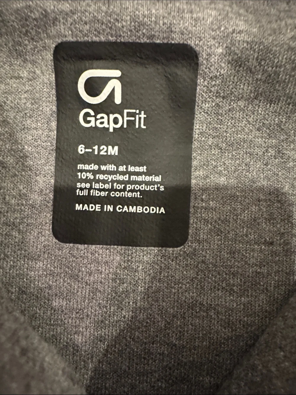 BabyGap GapFit Baby Zip Hoodie 6-12M Gray Black NWT